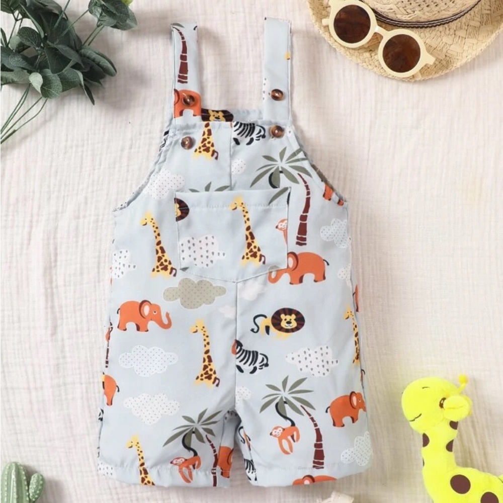 Animal Print Baby Boy Romper Overalls Size 12-18M
